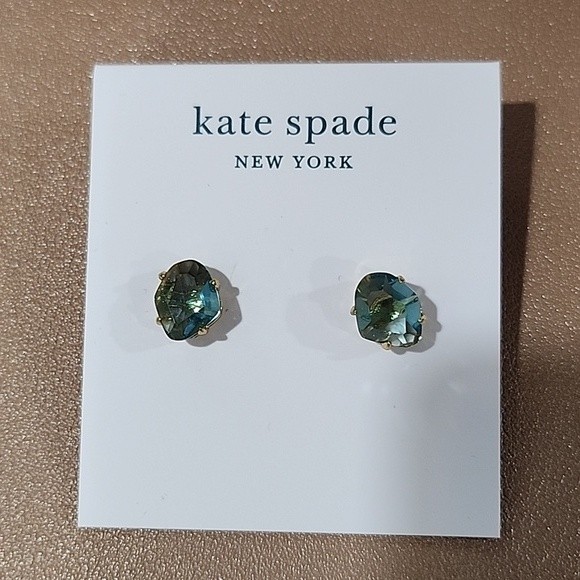 NWT Kate Spade Blue Treasure Trove Pierced Goldtone Earrings - Picture 1 of 3